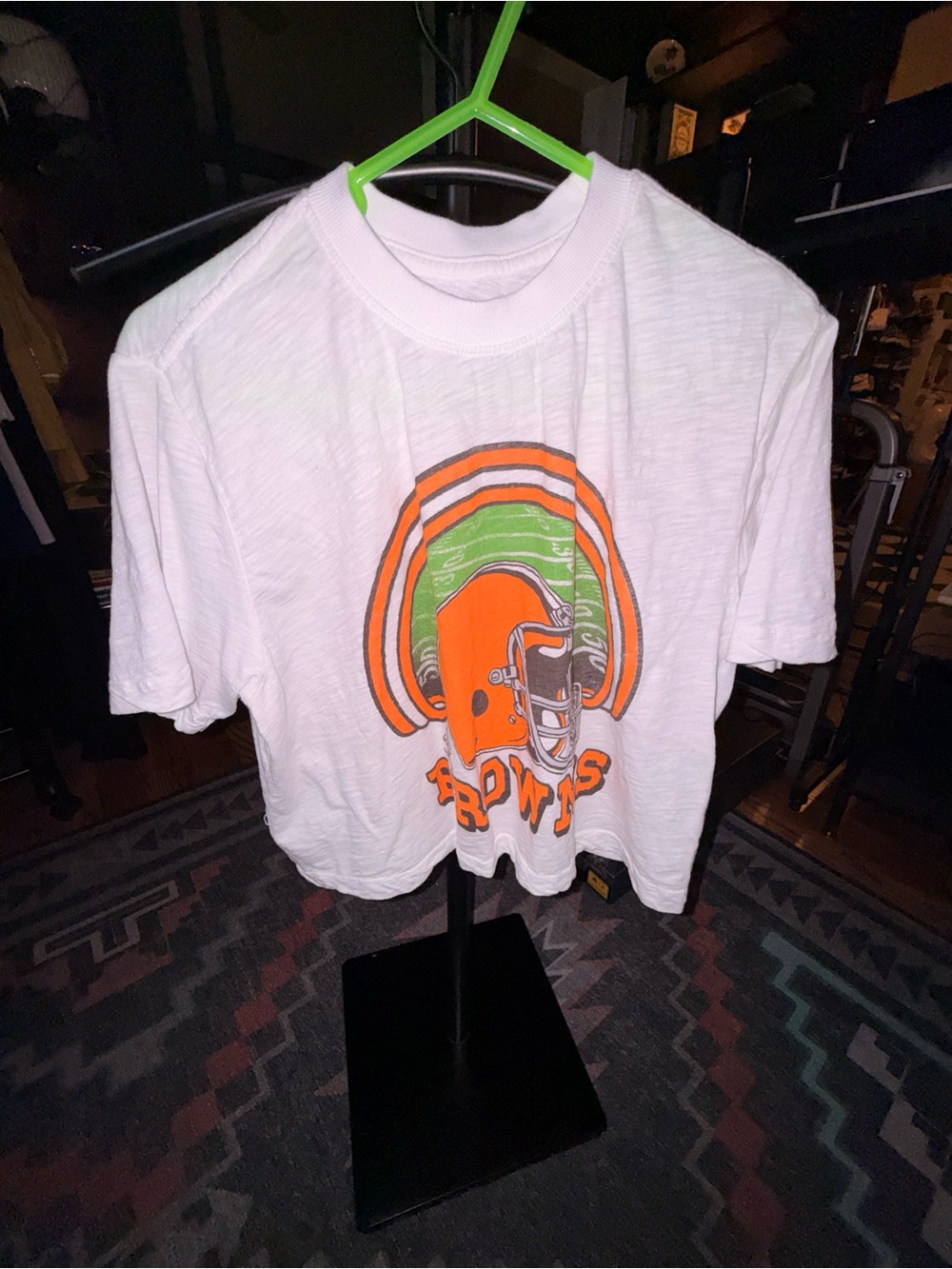 Junk Food Clothing White T-Shirt with Orange and Green Browns Helmet Graphic